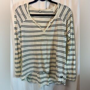 Roxy Cream and Black Striped Long Sleeve Top